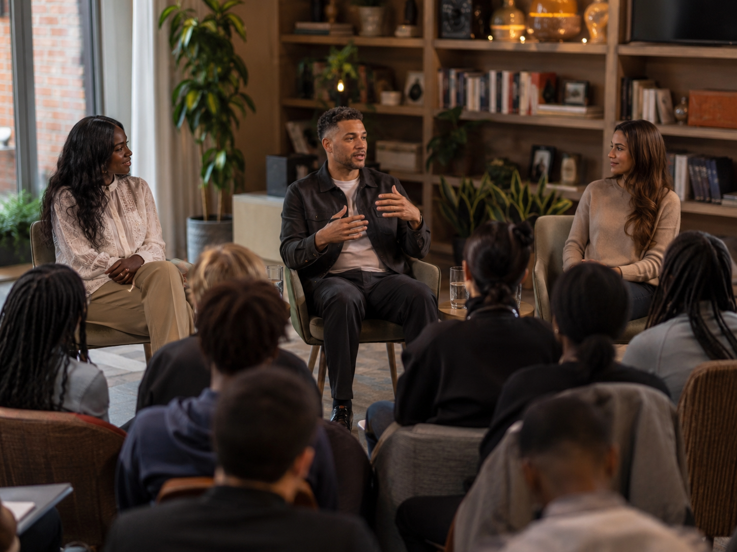 A panel conversation with young people in a community setting